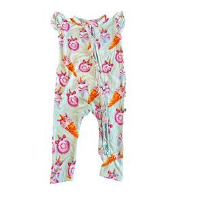 Bums and Roses Short Sleeve Ruffle Romper 3-6 Months Ice Cream Donuts Cupcakes